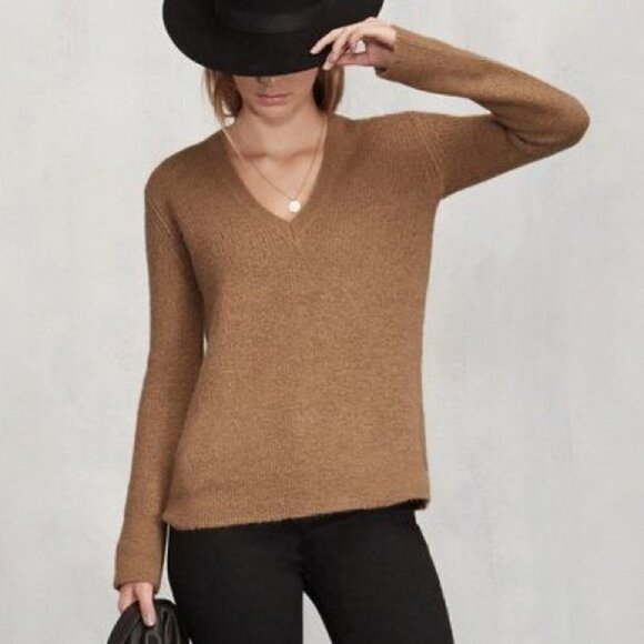 💕REFORMATION💕 Evie Sweater ~ 100% Alpaca Wool Camel Brown XS - Picture 1 of 10